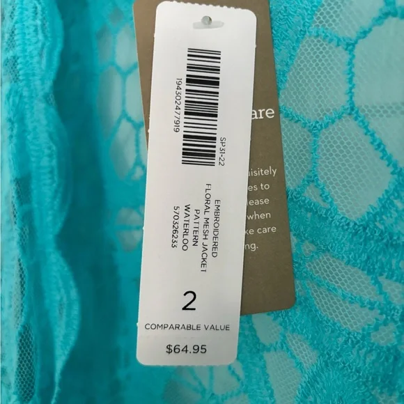 Chico's Turquoise Lace Cardigan Size 2. BNWT - Picture 2 of 4